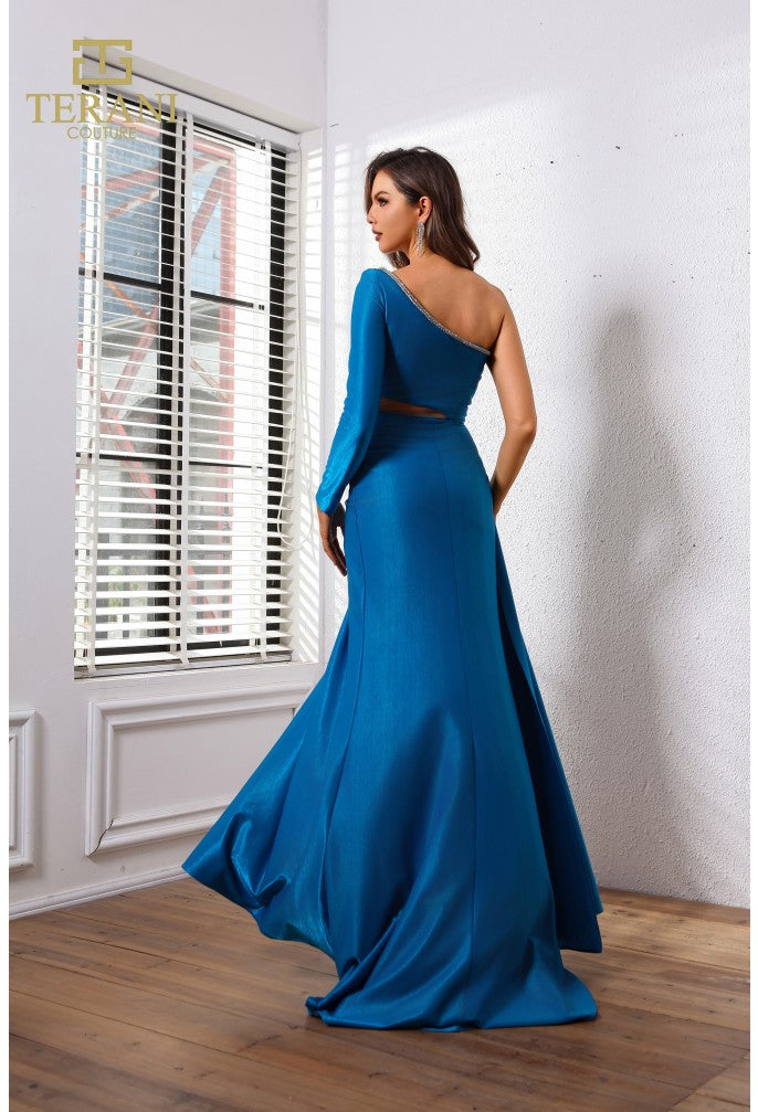 Terani Couture 251P4056 Long Formal Metallic Prom Dress