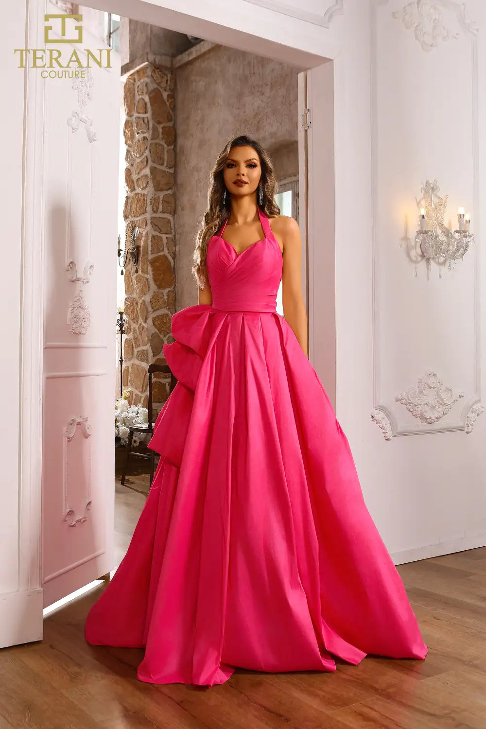 Prom Dresses Pleated Formal Long Ball Gown Slit Prom Dress Coral Pink