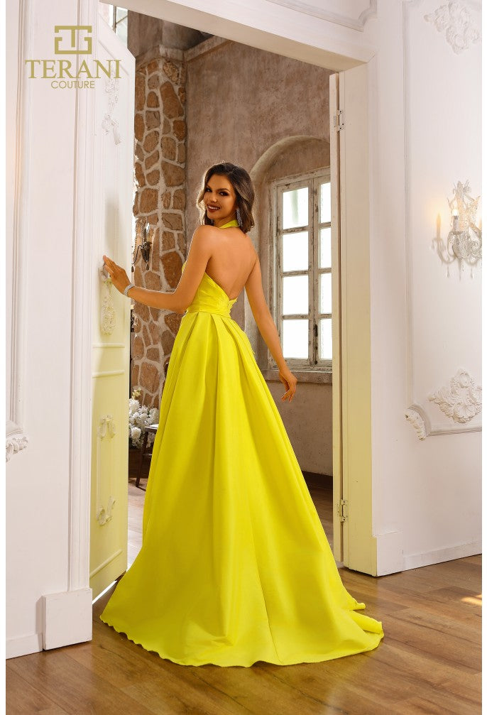Terani Couture 251P4058 Pleated Formal Long Ball Gown Slit Prom Dress