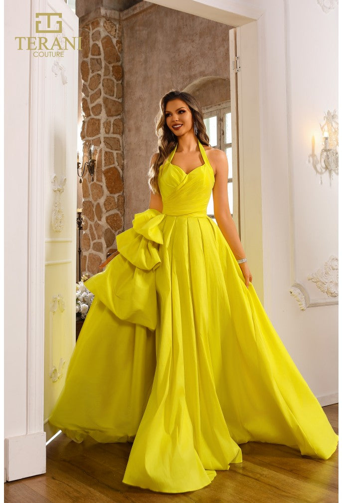 Terani Couture 251P4058 Pleated Formal Long Ball Gown Slit Prom Dress