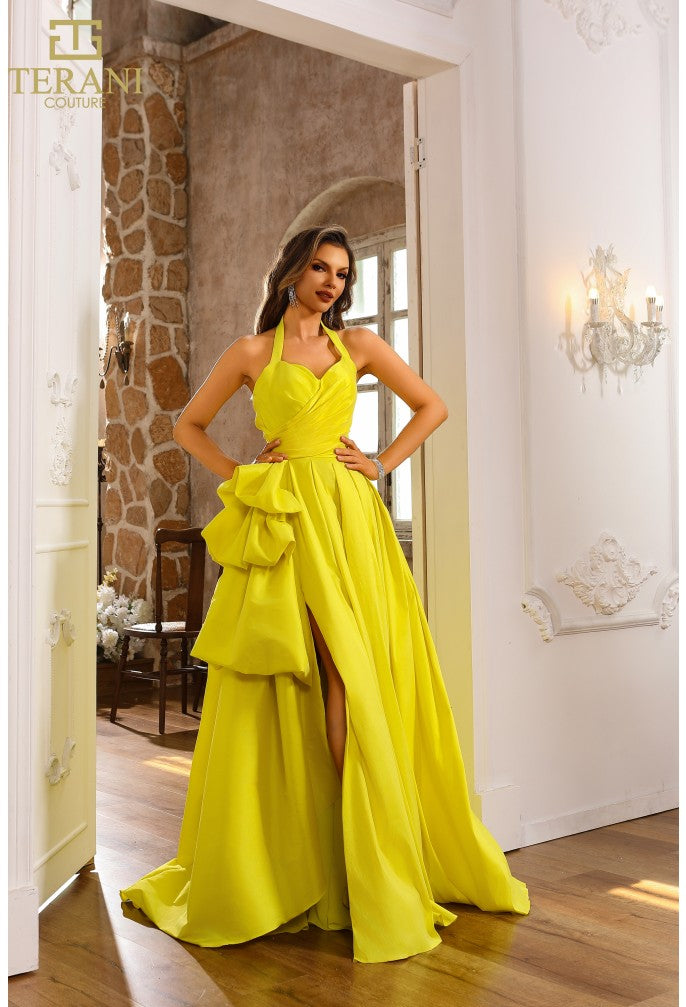 Terani Couture 251P4058 Pleated Formal Long Ball Gown Slit Prom Dress