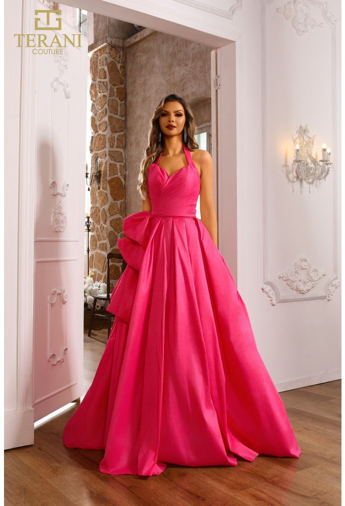 Terani Couture 251P4058 Pleated Formal Long Ball Gown Slit Prom Dress