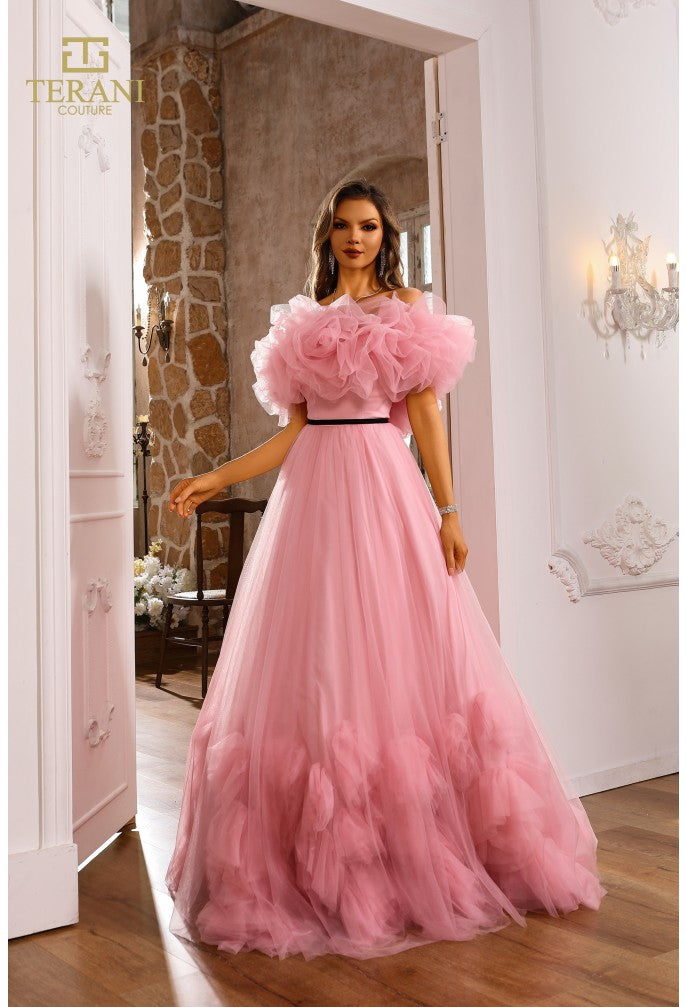 Terani Couture 251P4090 Ruffle Ball Gown Long Formal Prom Dress