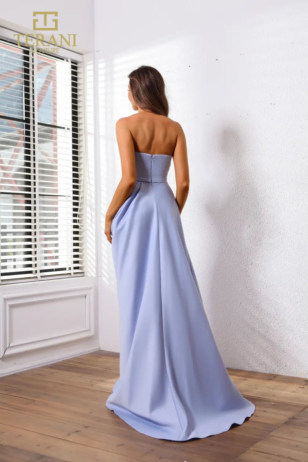 Prom Dresses Pleated Long Formal A Line Slit Prom Dress Blue Violet