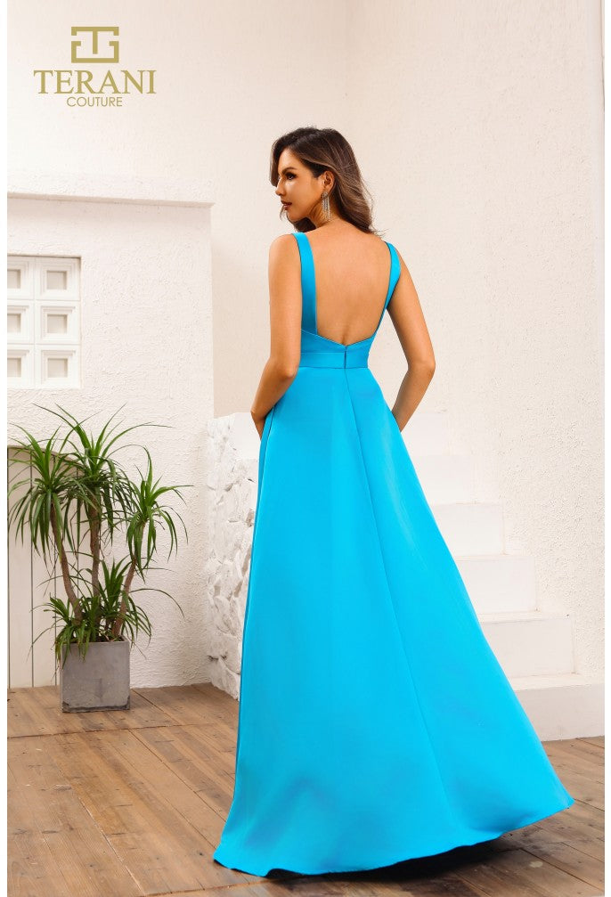 Terani Couture 251P4136 Long Formal A Line Slit Prom Dress