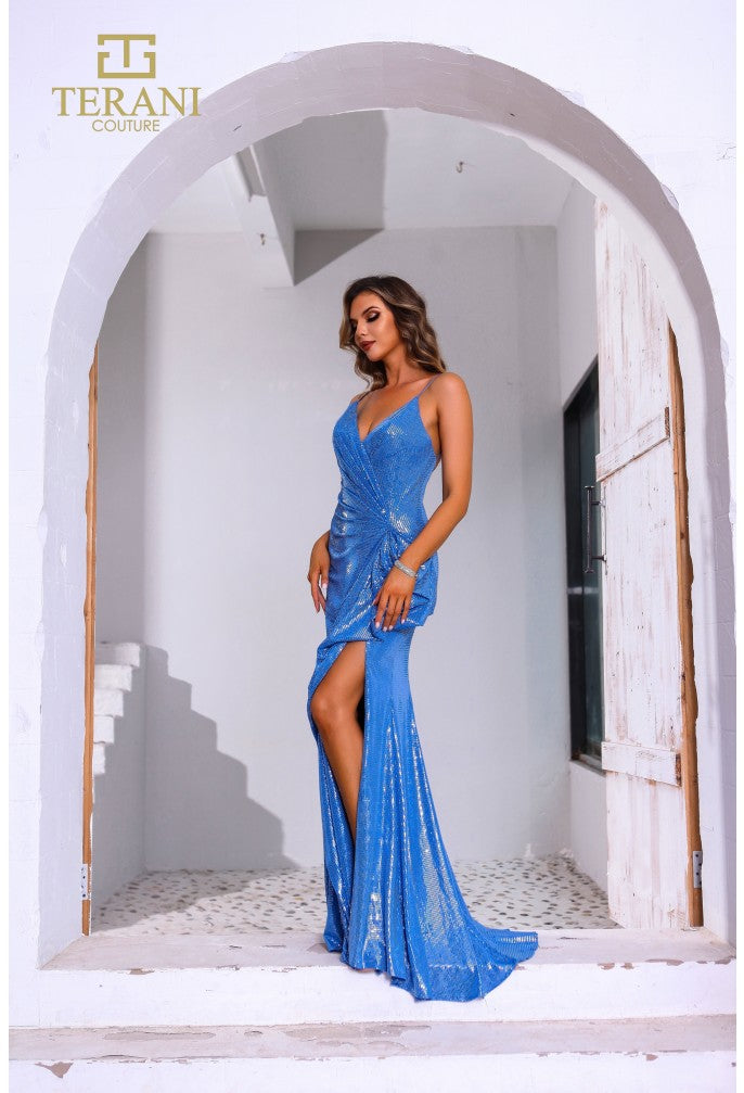 Terani Couture 251P4144 A Line Formal Sequins Long Prom Dress
