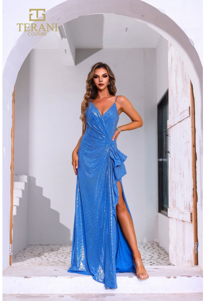 Terani Couture 251P4144 A Line Formal Sequins Long Prom Dress