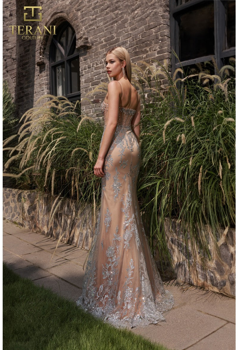 Terani Couture 251P4366 Long Formal Corset Bodycon Beaded Prom Dress