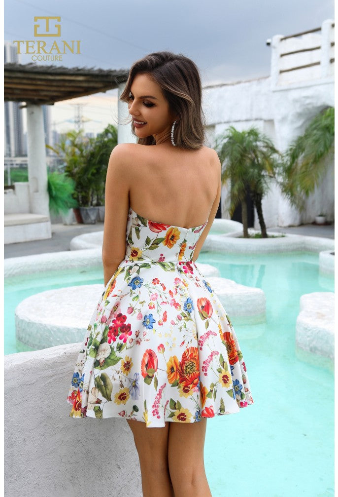 Terani Couture 251P4374 Homecoming A Line Floral Short Prom Dress
