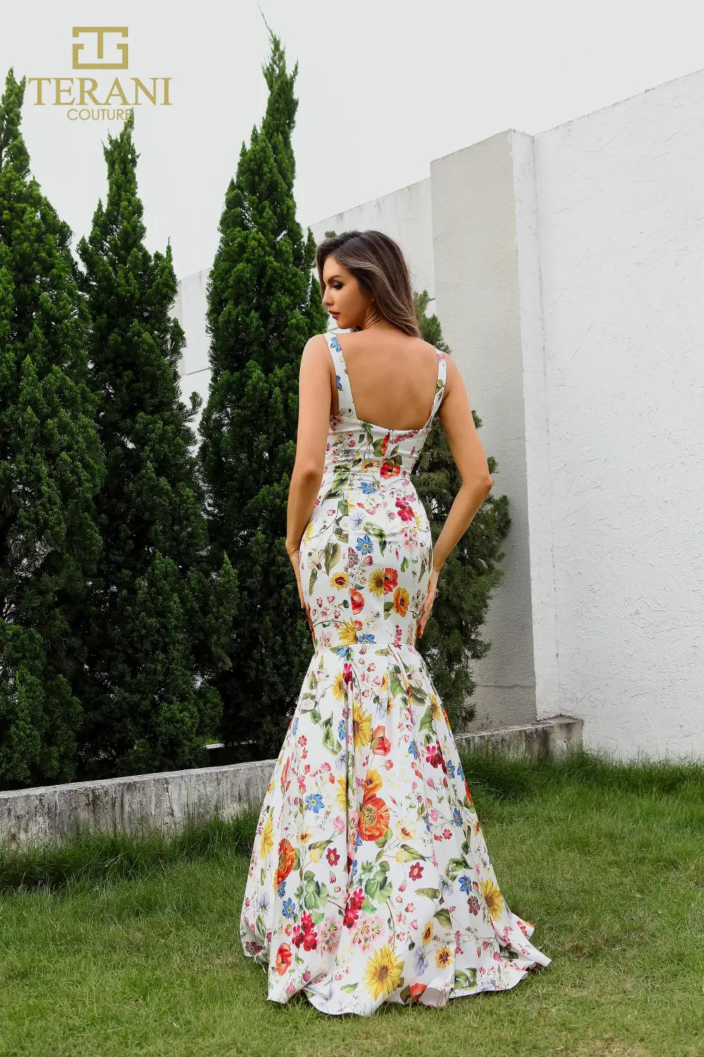 Prom Dresses Fitted Lace Long Formal Prom Dress Ivory Multi