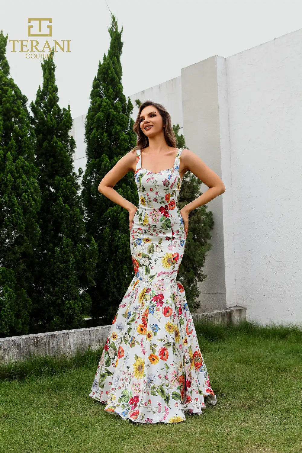 Prom Dresses Fitted Lace Long Formal Prom Dress Ivory Multi