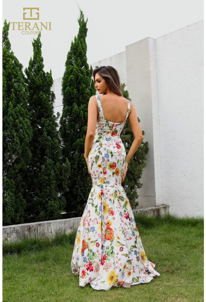 Terani Couture 251P4378 Fitted Formal Long Printed Prom Dress
