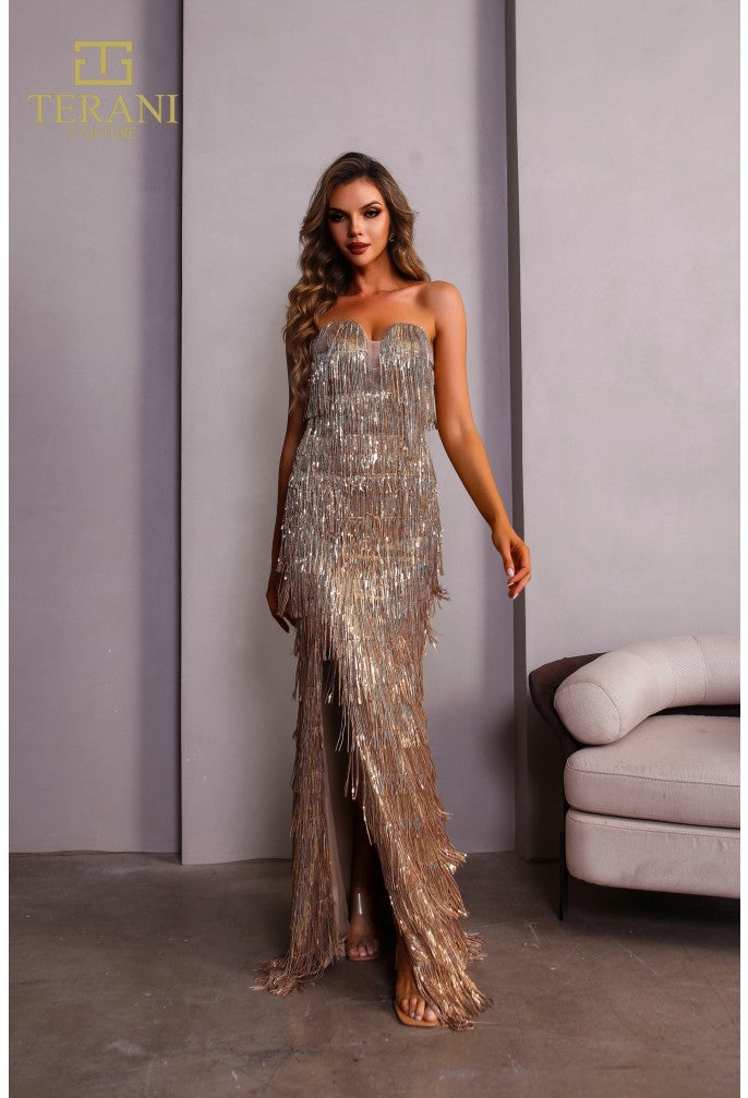 Terani Couture 251P4561 Long Prom Fitted Slit Formal Dress
