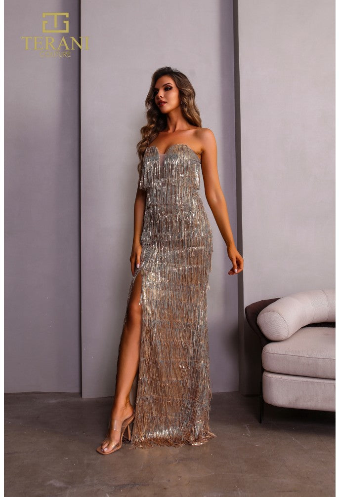 Terani Couture 251P4561 Long Prom Fitted Slit Formal Dress