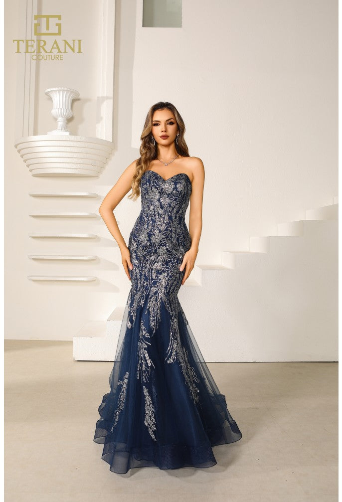 Terani Couture 251P4641 Beaded Long Formal Fitted Prom Dress