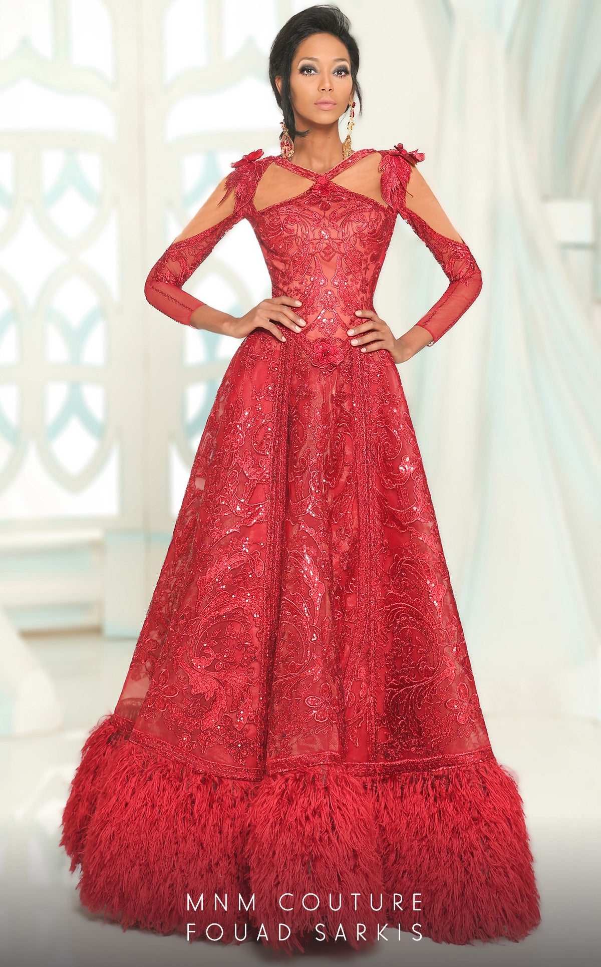 Formal Dresses Fringe A Line Long Sleeve Evening Formal Dress Red