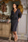 Cocktail Dresses Metallic Lace Short Peplum Cocktail Dress Navy