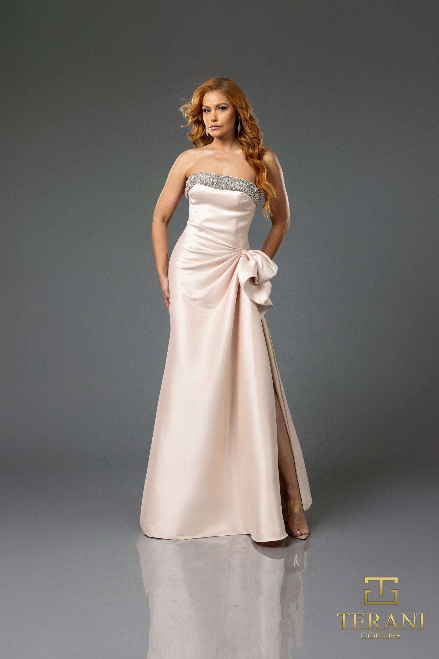 Prom Dresses Beaded Long Formal Evening Prom Dress Blush