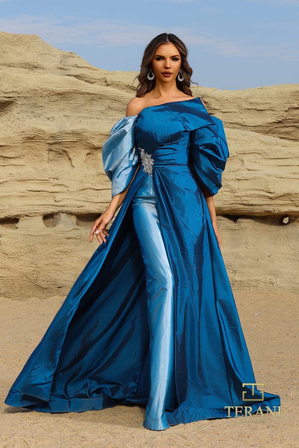 Formal Dresses Fitted Long Evening Formal Dress Blue Denim