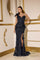 Prom Dresses Long Evening Formal Lace Prom Dress Navy Gold