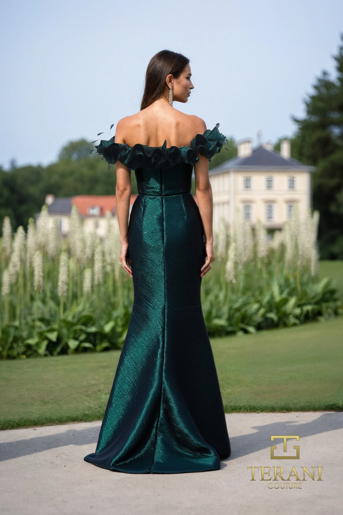 Formal Dresses Long Ruffle Metallic Formal Dress Forest