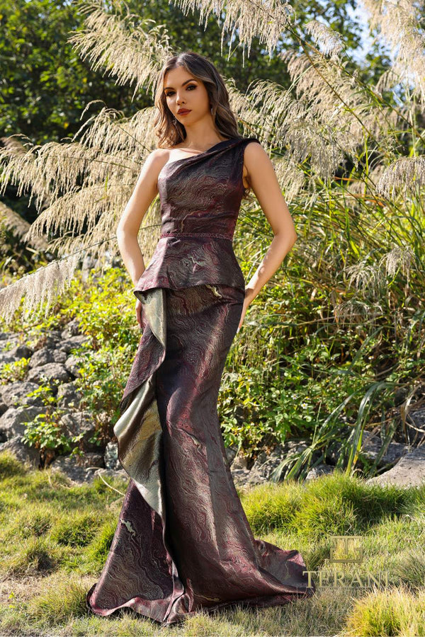 Terani Couture 252E5159 Fitted Long Formal Peplum Evening Dress