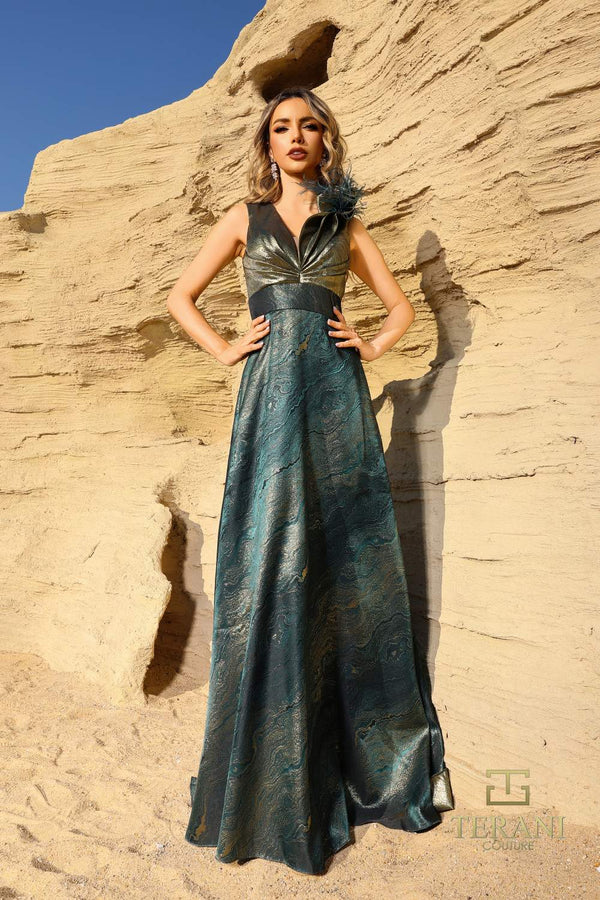 Terani Couture 252E5160 Long Formal A Line Evening Dress