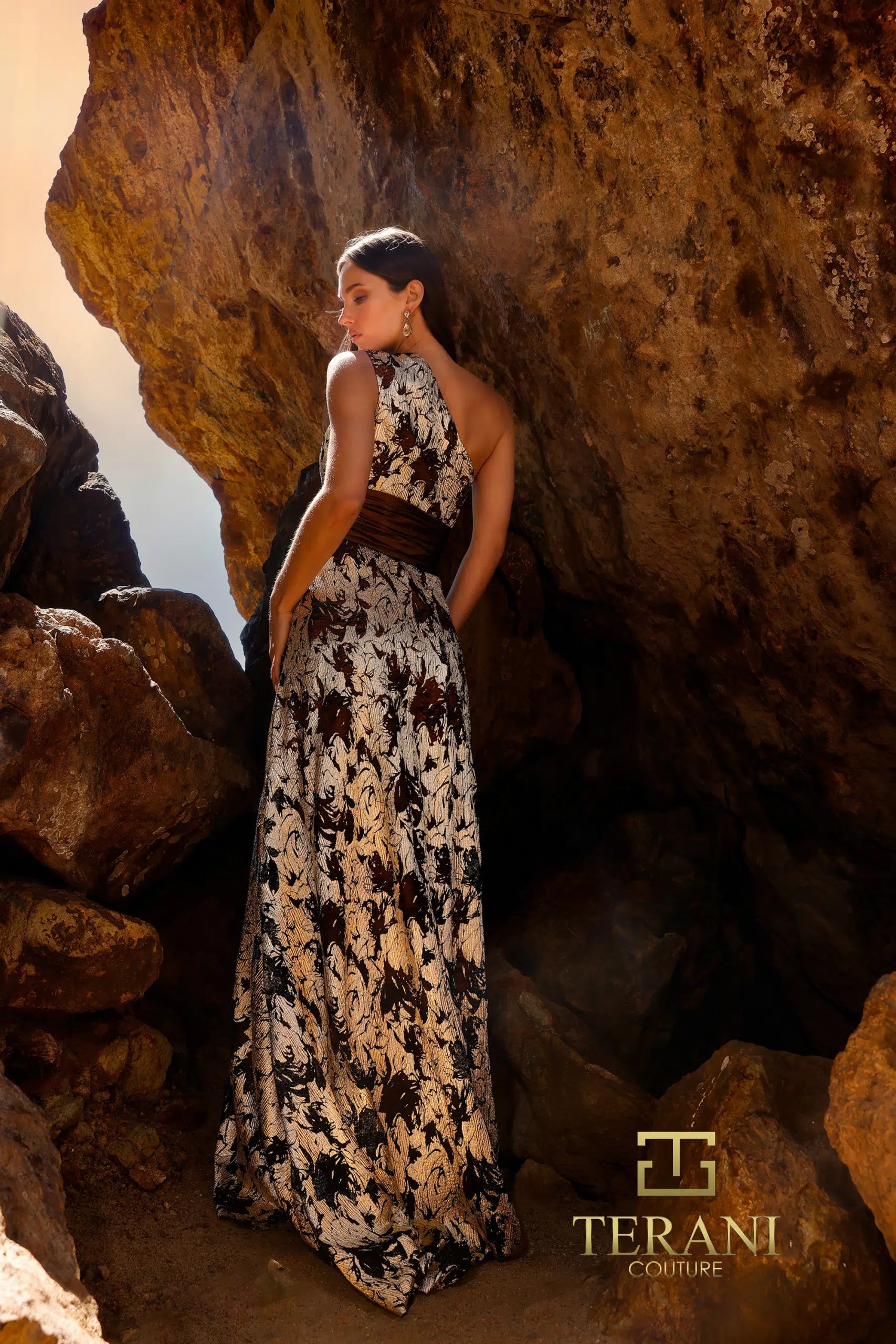 Formal Dresses Metallic Long Formal Evening Dress Coffee Gold