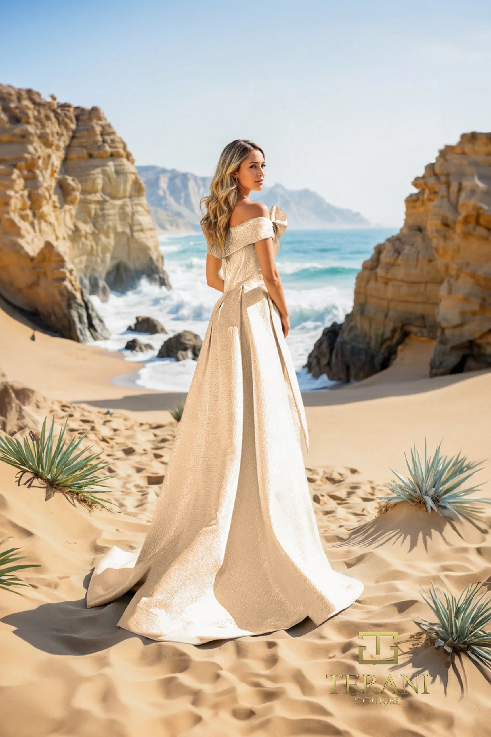 Terani Couture 252E5169 Long Evening Overskirt Formal Dress