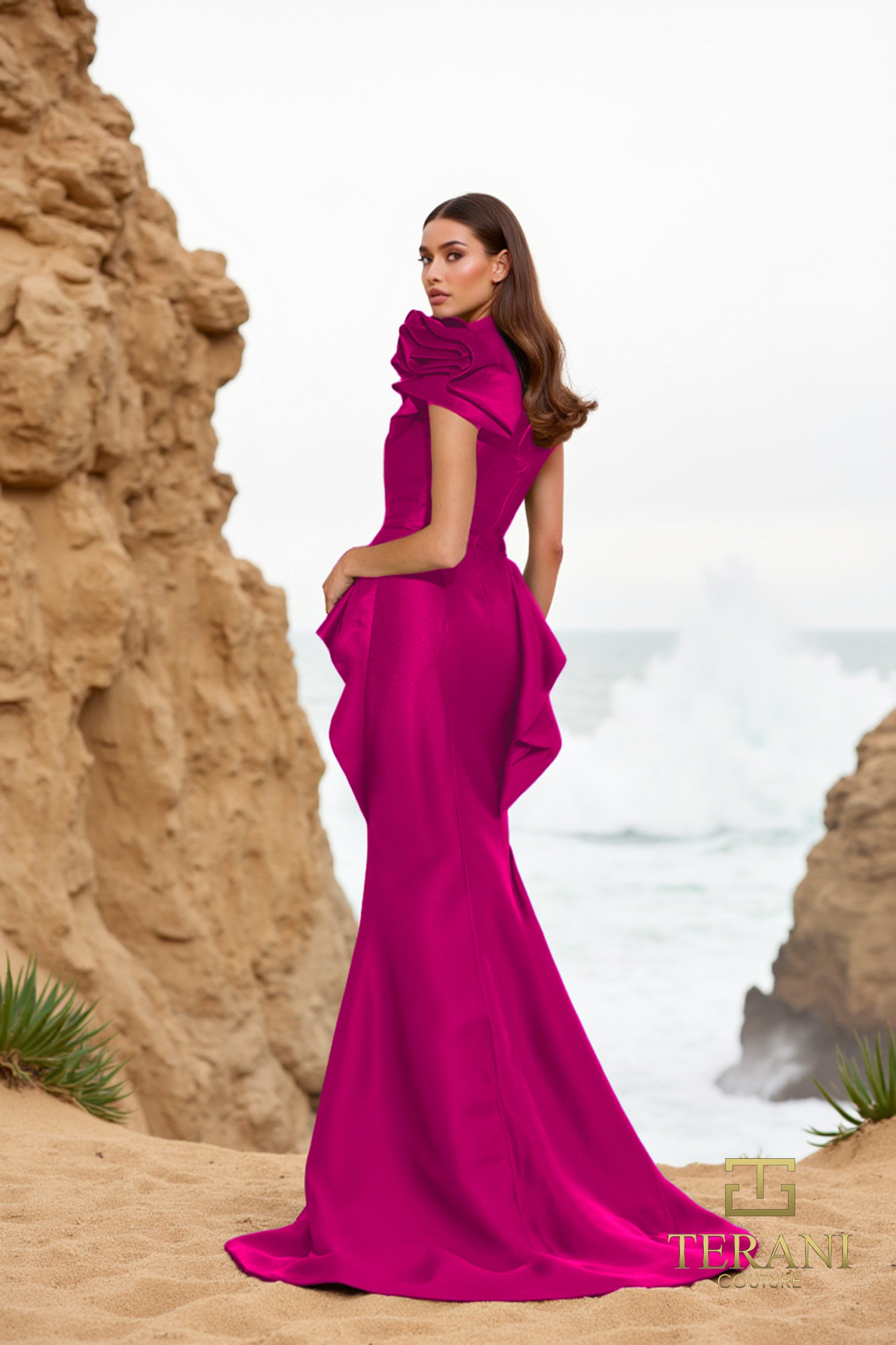 Terani Couture 252E5546 Long Fitted Formal Peplum Evening Dress