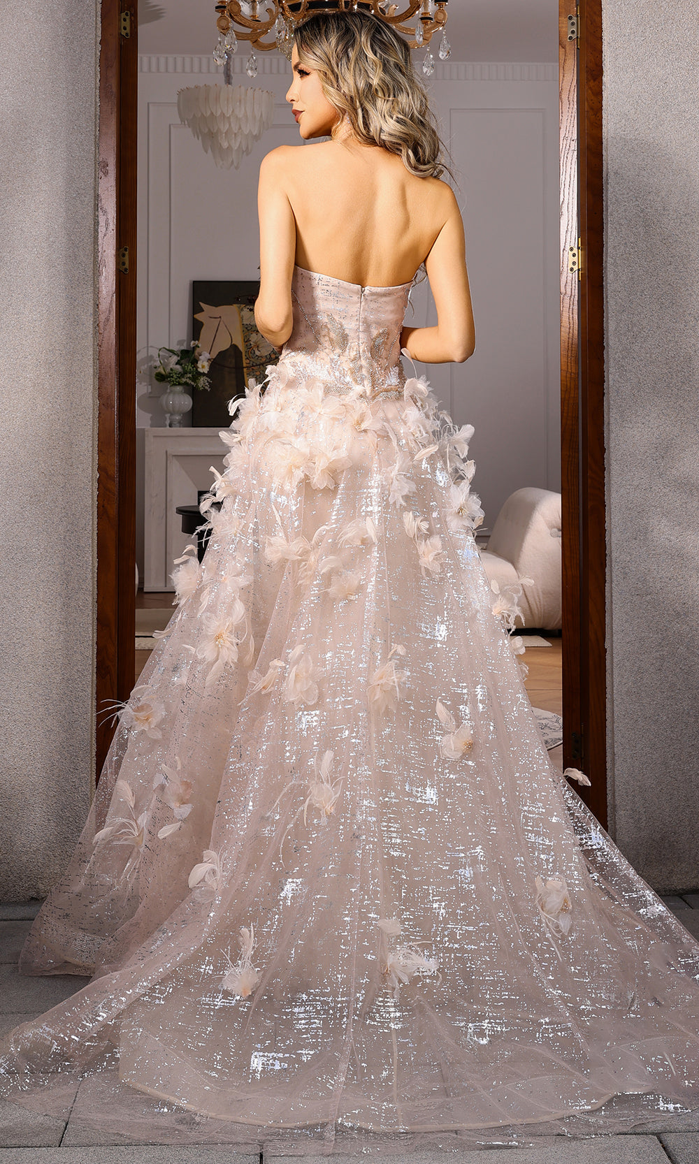 Prom Dresses Long Fitted Evening Formal Overskirt Prom Dress Champagne