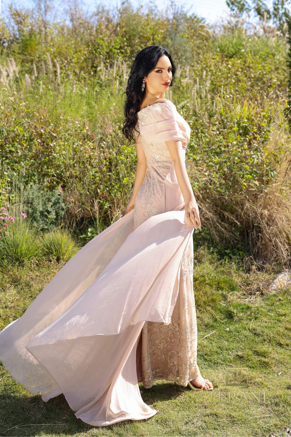 Terani Couture 252M5308 Evening Long Fitted Overskirt Formal Dress