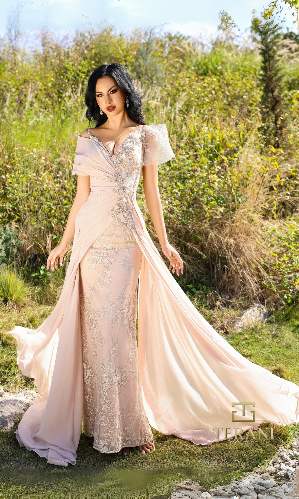Formal Dresses Evening Long Fitted Overskirt Formal Dress Champagne