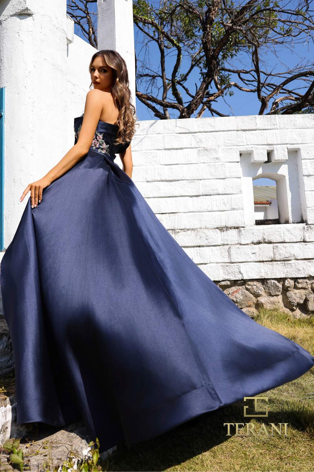 Terani Couture 252M5309 Long Fitted Overskirt Formal Dress