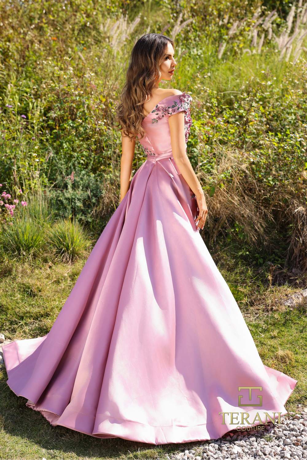 Terani Couture 252M5309 Long Fitted Overskirt Formal Dress - Rose / 6
