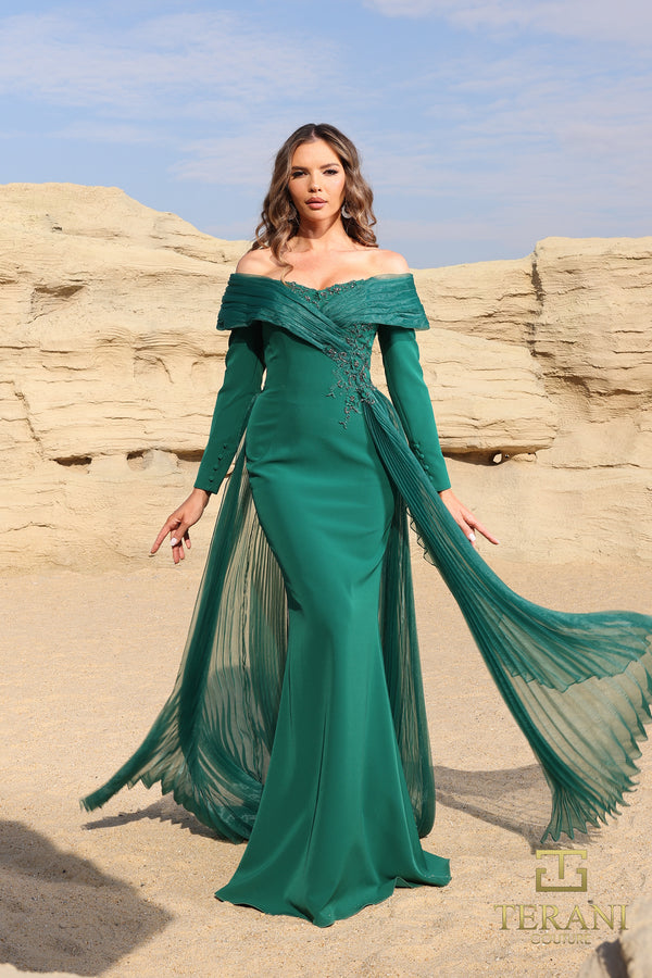 Terani Couture 252M5316 Long Overskirt Formal Evening Dress
