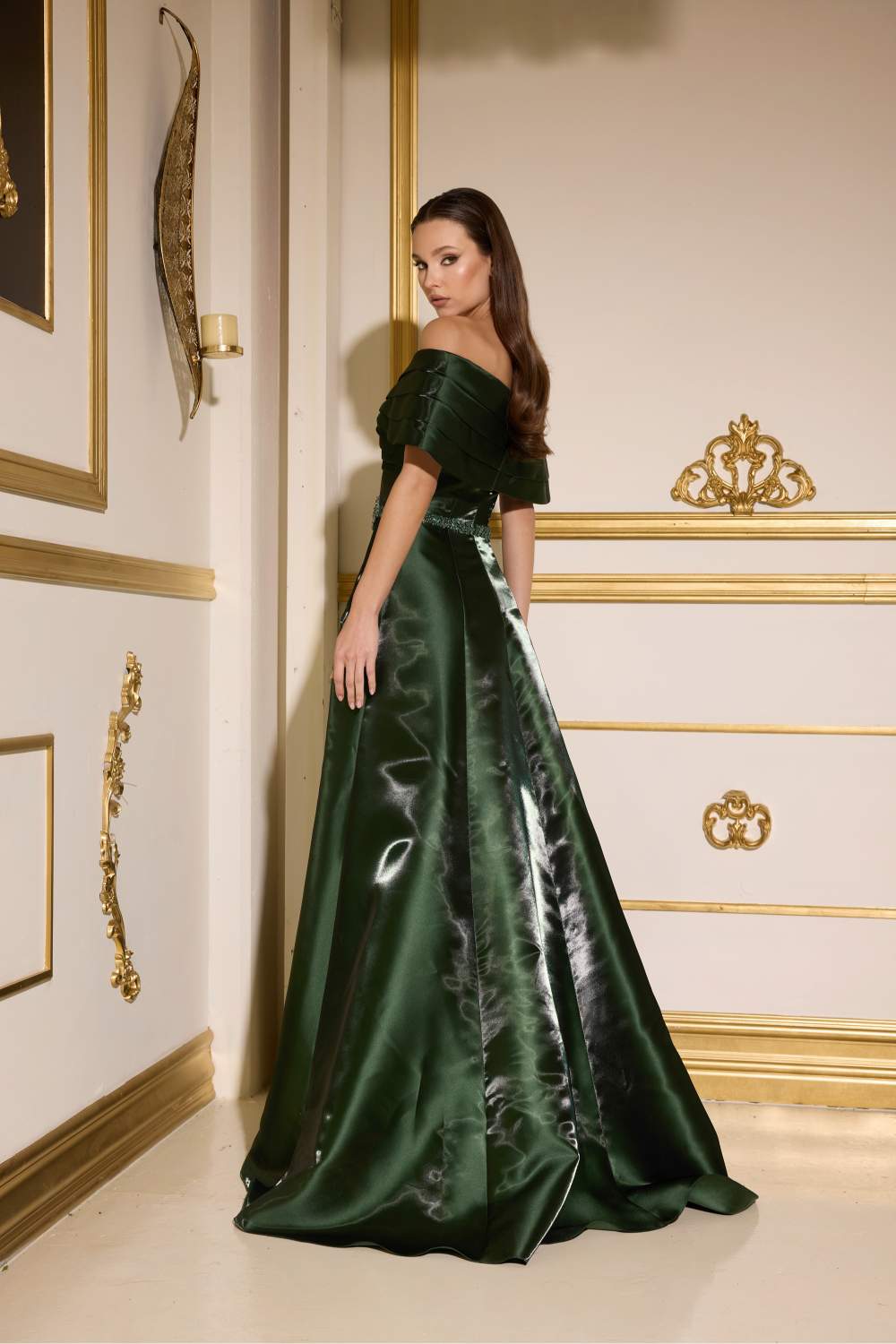 Terani Couture 252M5326 Pleated Long Formal A Line Beaded Evening Dress