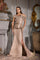 Formal Dresses Fitted Long Formal Peplum Evening Dress Champagne