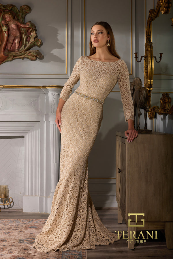 Terani Couture 252M5331 Long Formal Mother of the Bride Lace Dress