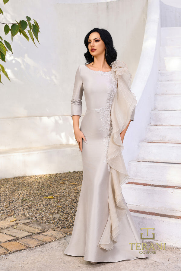 Terani Couture 252M5353 Long Peplum Mother of the Bride Formal Mermaid Dress
