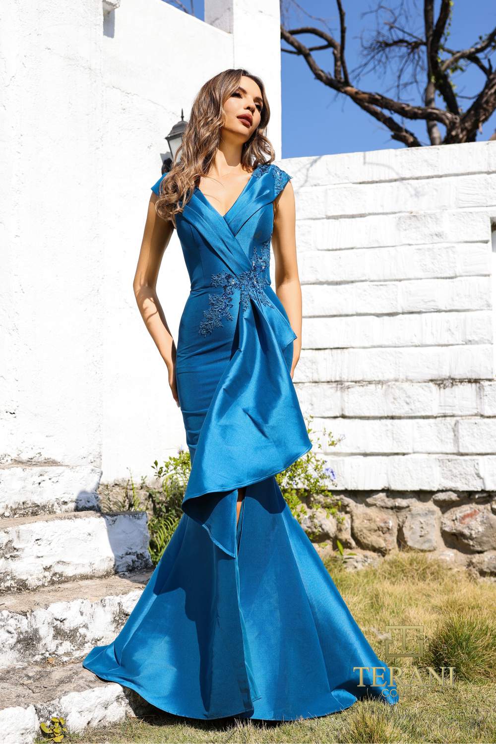Terani Couture 252M5359 Long Fitted Formal Ruffle Evening Dress