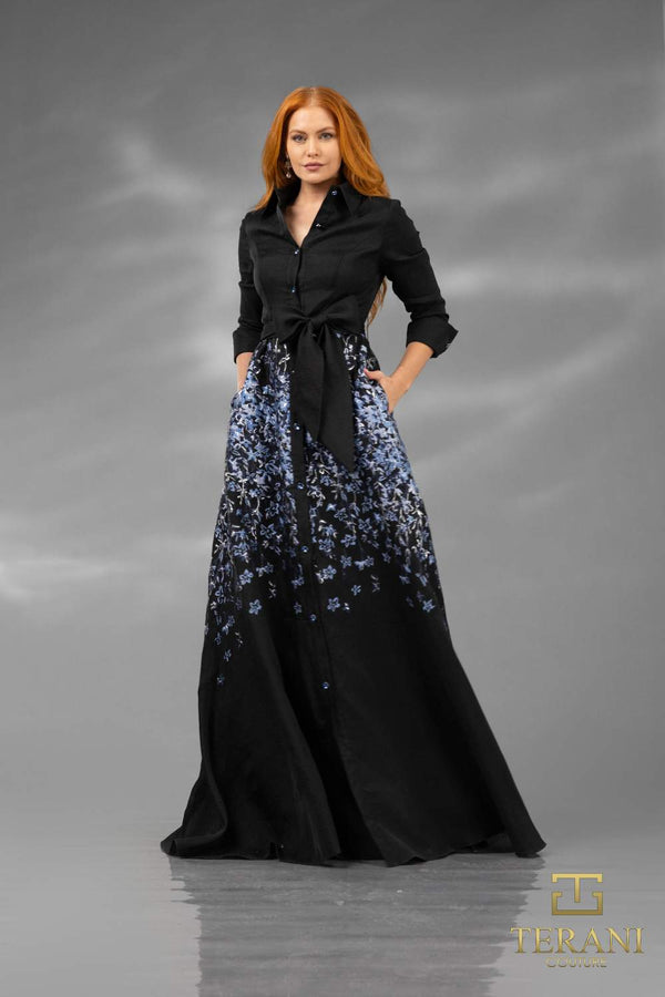 Terani Couture 252M5503 Long Mother of the Bride Floral Formal Dress