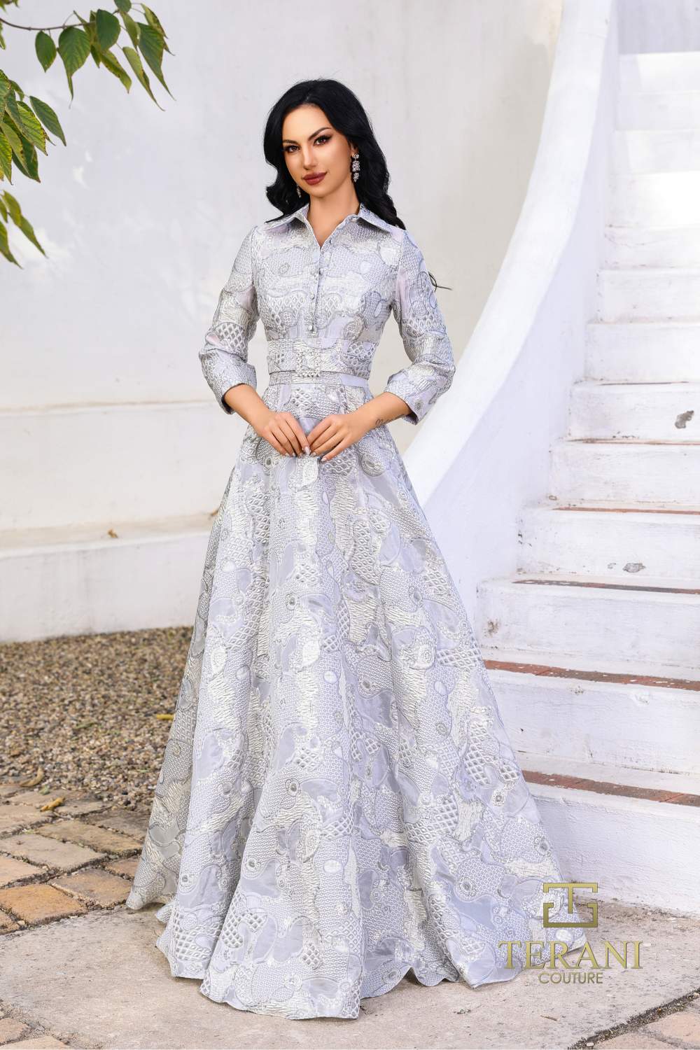 Terani Couture 252M5526 A Line Long Mother of the Bride Formal Dress