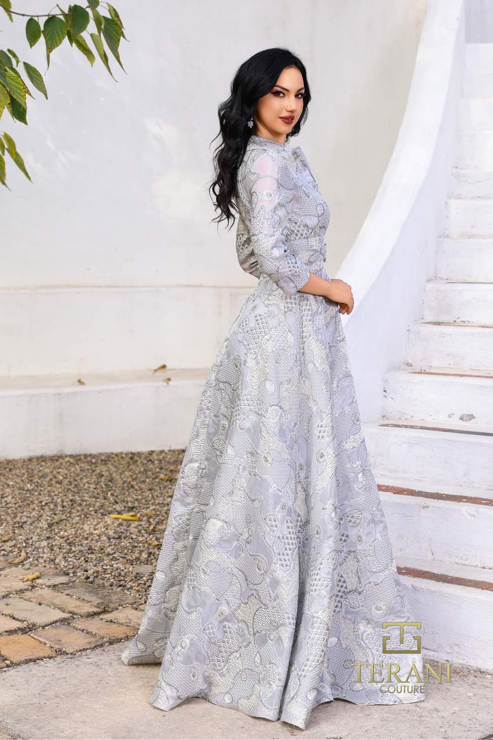 Terani Couture 252M5526 A Line Long Mother of the Bride Formal Dress