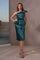 Cocktail Dresses Fitted Metallic Bodycon Short Cocktail Midi Dress Forest