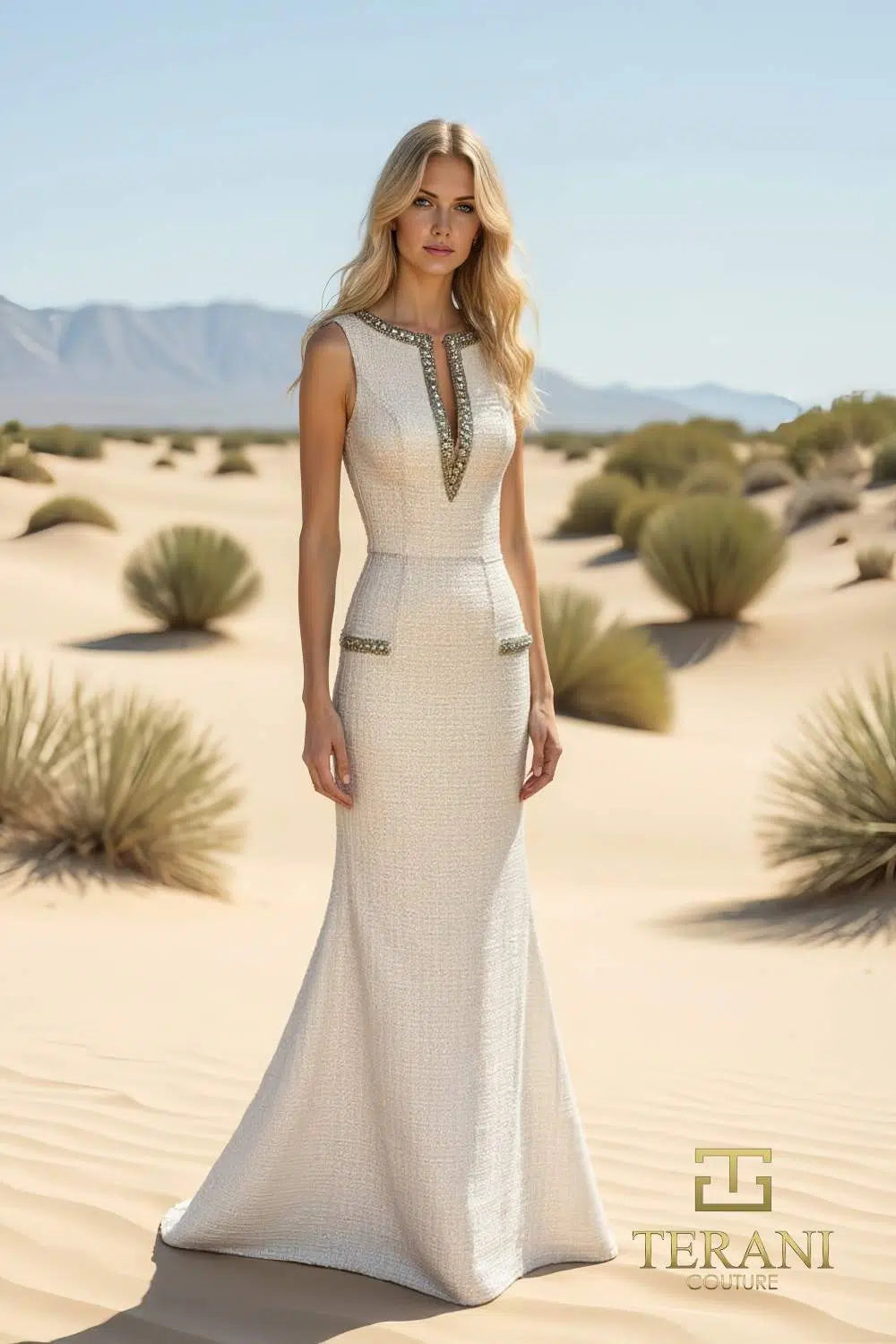 Terani Couture 252E5119 Long Formal Metallic Evening Dress