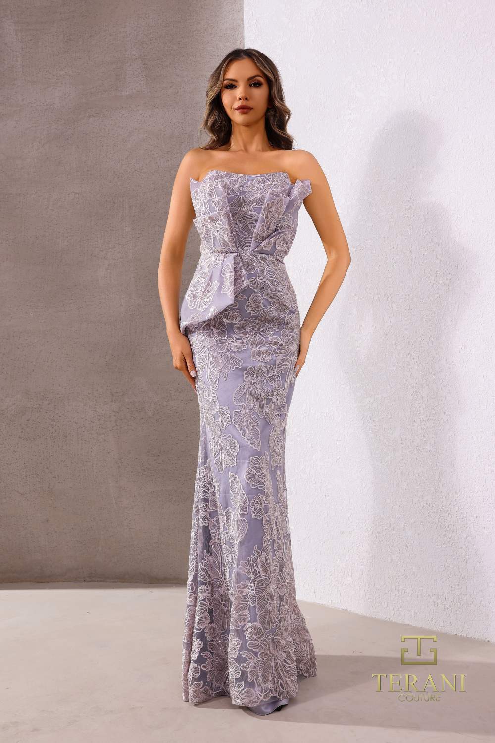 Terani Couture 252E5135 Prom Long Formal Bodycon Evening Lace Dress