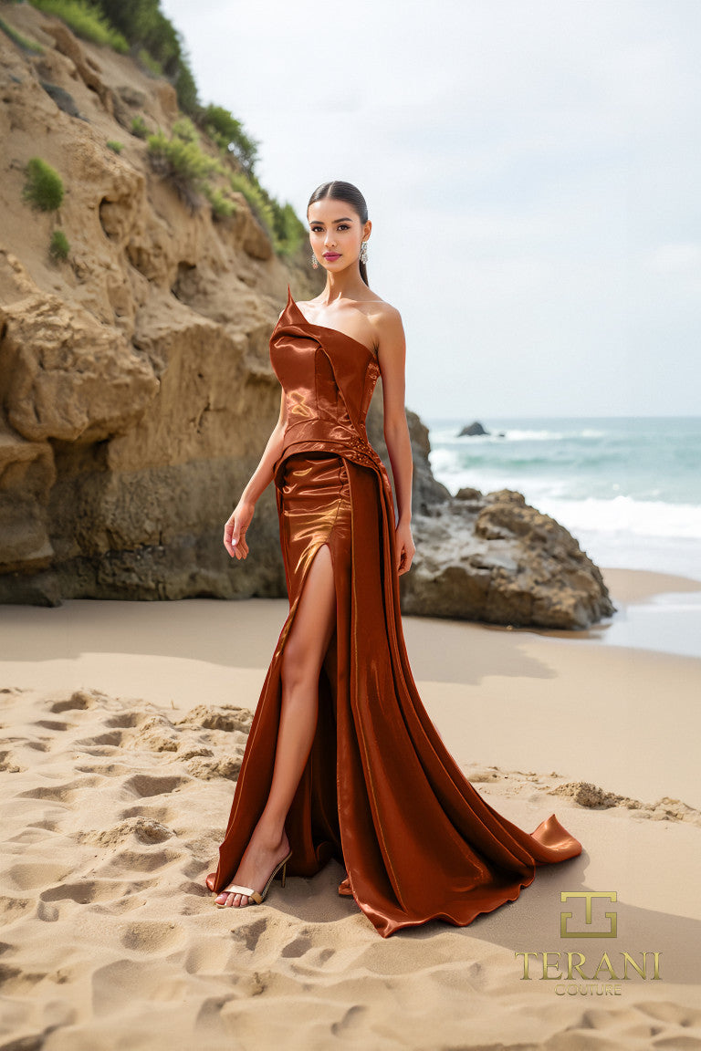 Terani Couture 252E5150 Fitted Formal Slit Long Evening Dress