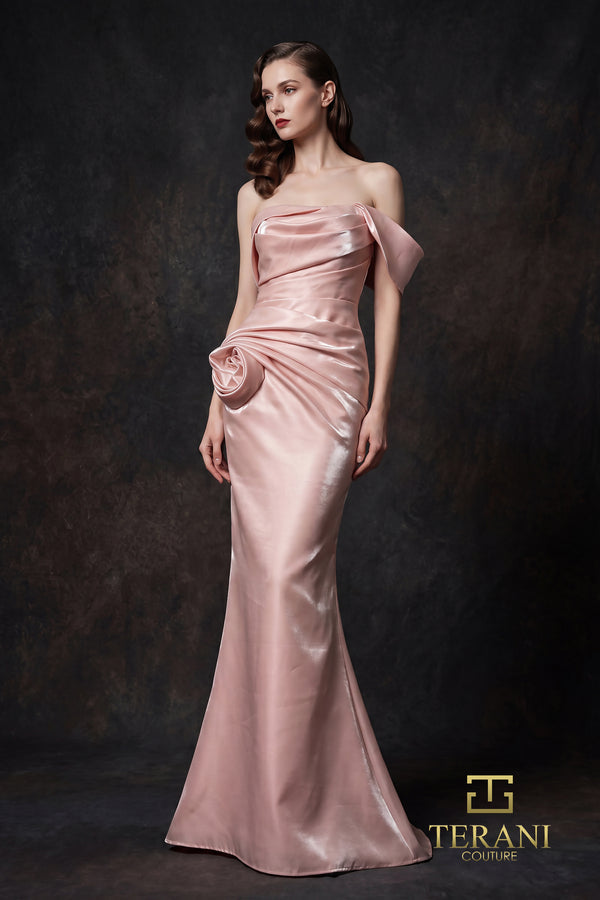 Off-the-Shoulder Floor-Length Satin Formal Mermaid Terani Couture 252E5162