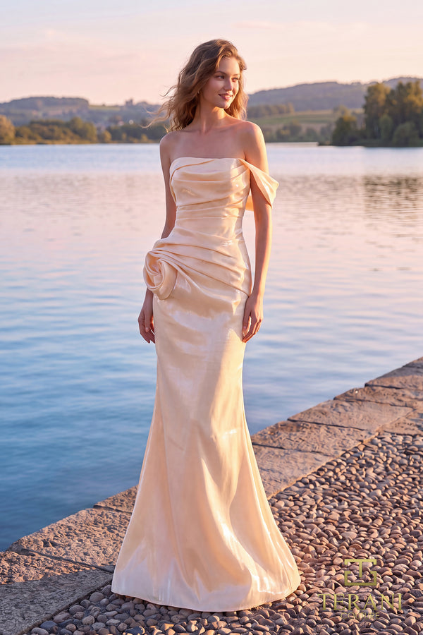 Off-the-Shoulder Floor-Length Satin Formal Mermaid Terani Couture 252E5162